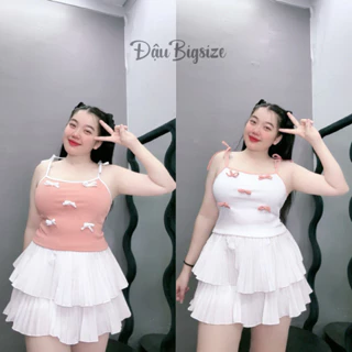 Áo Dây Kiểu Croptop Bigsize Nữ,Áo Thun Nơ Xnh Xắn Vải Dệt Kim Thun Gân Mềm Mại G157