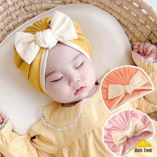 Dễ Thương Nơ Bé Turban Mũ Mùa Xuân Thoải Mái Thoáng Khí Sơ Sinh Beanie Mũ Cotton Mềm Trẻ Sơ Sinh Bé Gái Mũ 0-12 Tháng