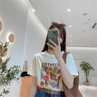 NRVP  2024 Mới 100% Cotton Unisex Áo Thun Nữ Tay Ngắn Plus Size M-5XL Nữ Tee Baggy Nam Nữ Baggy Cổ Tròn Rời Áo