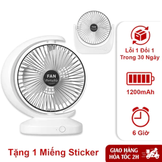 Quạt mini tích điện để bàn xoay 180 độ, máy quạt pin sạc điện usb làm mát công suất lớn 3 chế độ gió, dung lượng1200mAh.