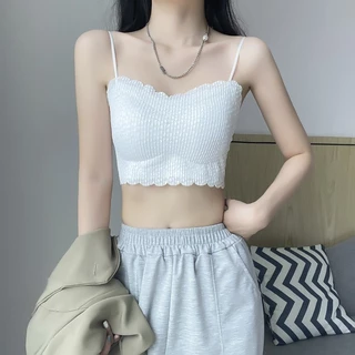 Evegirl Ren Nhỏ Camisole Nữ Mùa Hè Ống Top Đẹp Dây Đeo Ngực Miếng Lót Áo Ngực Bên Trong Trận Đấu Không Dây Băng Lụa Quần Lót Nữ