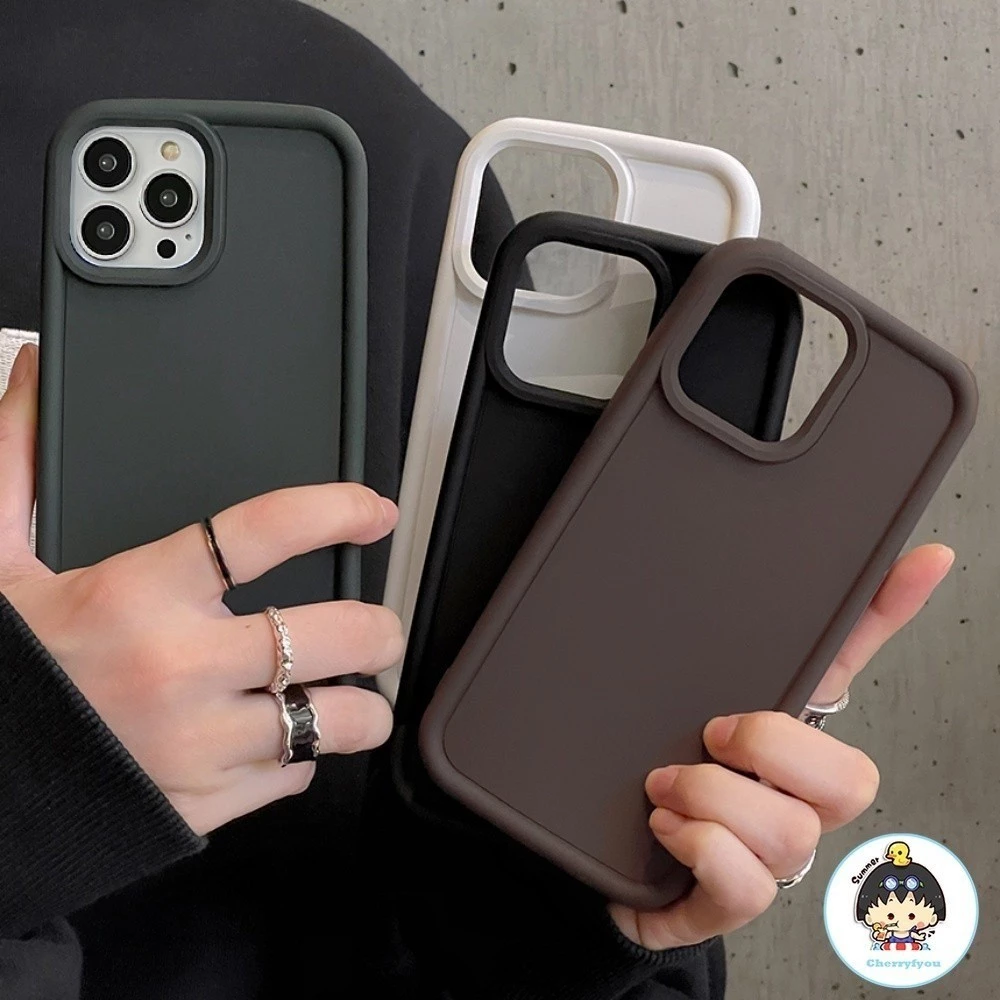 Ốp điện thoại di động mờ Macaron đơn giản Tương thích với IPhone 15 14 13 12 11 Pro Max XR X XS Max Khung dày chống sốc Ốp lưng TPU mềm