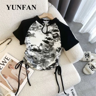 YUNFAN áo phông áo thun nữ croptop baby tee Dễ thương Vintage Phong cách Thời WTX24203H2 6Z240205