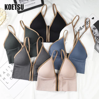 Koetsu Đồ lót thể thao vest thể thao Morandi màu sâu v dây kéo thể thao lưng đẹp sling bọc ngực liền mạch áo vest bên ngoài