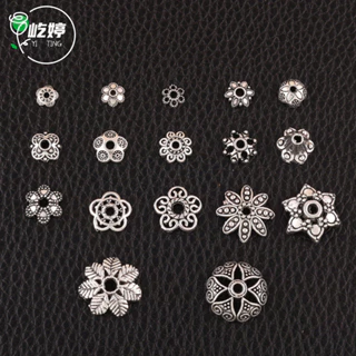(5 cái) Charm kim loại màu bạc tây tạng hình hoa nhiều mẫu. Nguyên liệu làm trang sức cổ trang, nguyên liệu DIY
