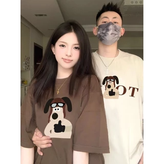 NRVP [Thương hiệu mới 100% Cotton] Áo thun ngắn tay Unisex Nam Nữ Baggy Cổ tròn dáng rộng in hình đôi Tee 2024