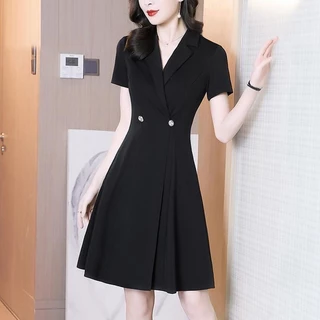 Đầm Phong Cách Hepburn Mùa Hè 2024 Phong Cách Mới Màu Đen Nẹp Eo Chữ a Chữ v Phù Hợp Với Slim-Fit Slim Hơn Nhìn Mùa Hè Đầm Nhỏ Đen