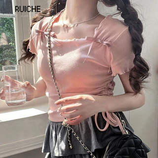 RUICHE áo phông áo thun nữ croptop baby tee Phong cách Minimalist Fashion hàn quốc A29J0Y0 15Z240407