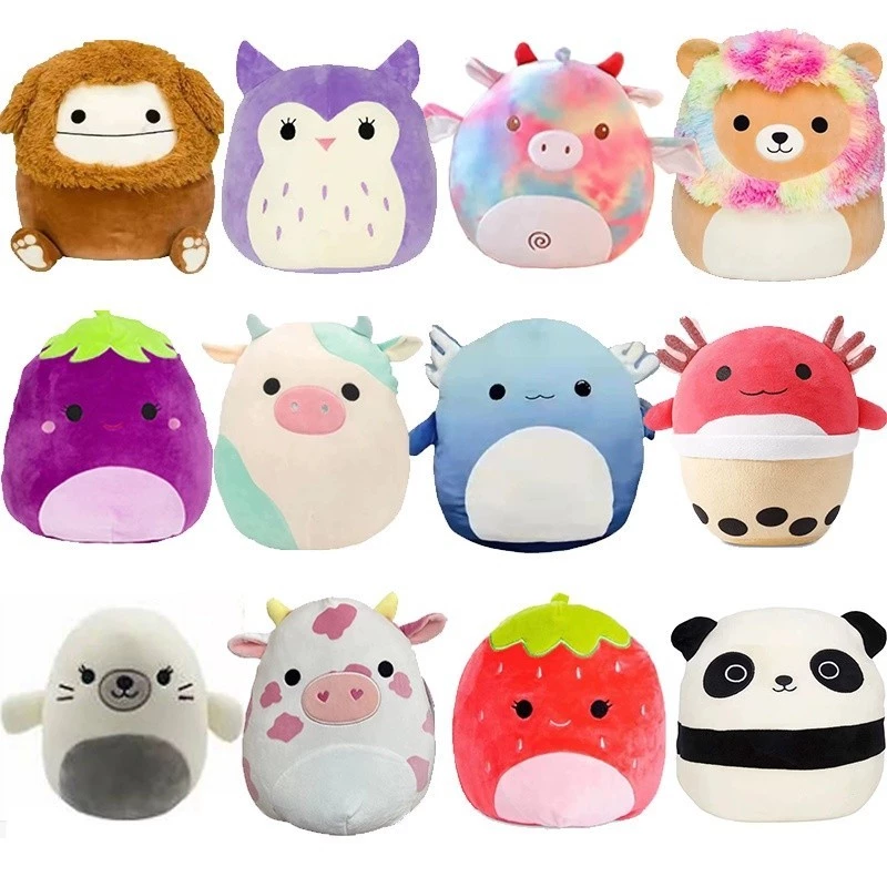 Jfmm Squishmallows Cầu Vồng Kỳ Lân Sloth Búp Bê Khủng Long Sang Trọng Đồ Chơi Dễ Thương Axolotl Teal Xanh Hồng Anastasia Gối Búp Bê Cho Trẻ Em