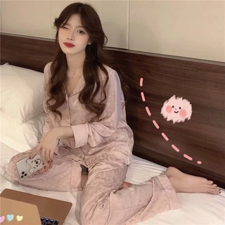 Bộ Đồ Ngủ In Da Báo Màu Hồng Nữ Xuân Thu Đông Dài Tay Phù Hợp Với Mùa Hè Ice Silk Influencer 2023 Phong Cách Mới Dịch Vụ Gia Đình Hợp Thời Trang