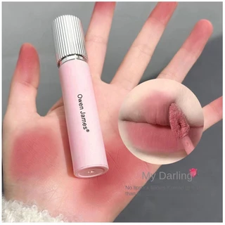 Owen James Pink Round Tube Lip Gloss Matte Velvet Không Dễ phai Son môi thiên nhiên lâu trôi