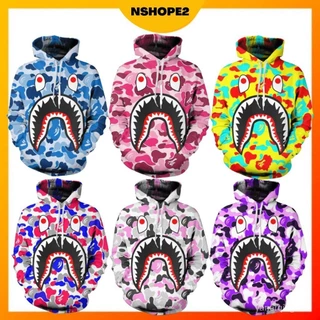 Áo Hoodie In Hình Cá Mập Bape 3D Vui Nhộn Thời Trang Đường Phố Mới Cho Nam MZAR