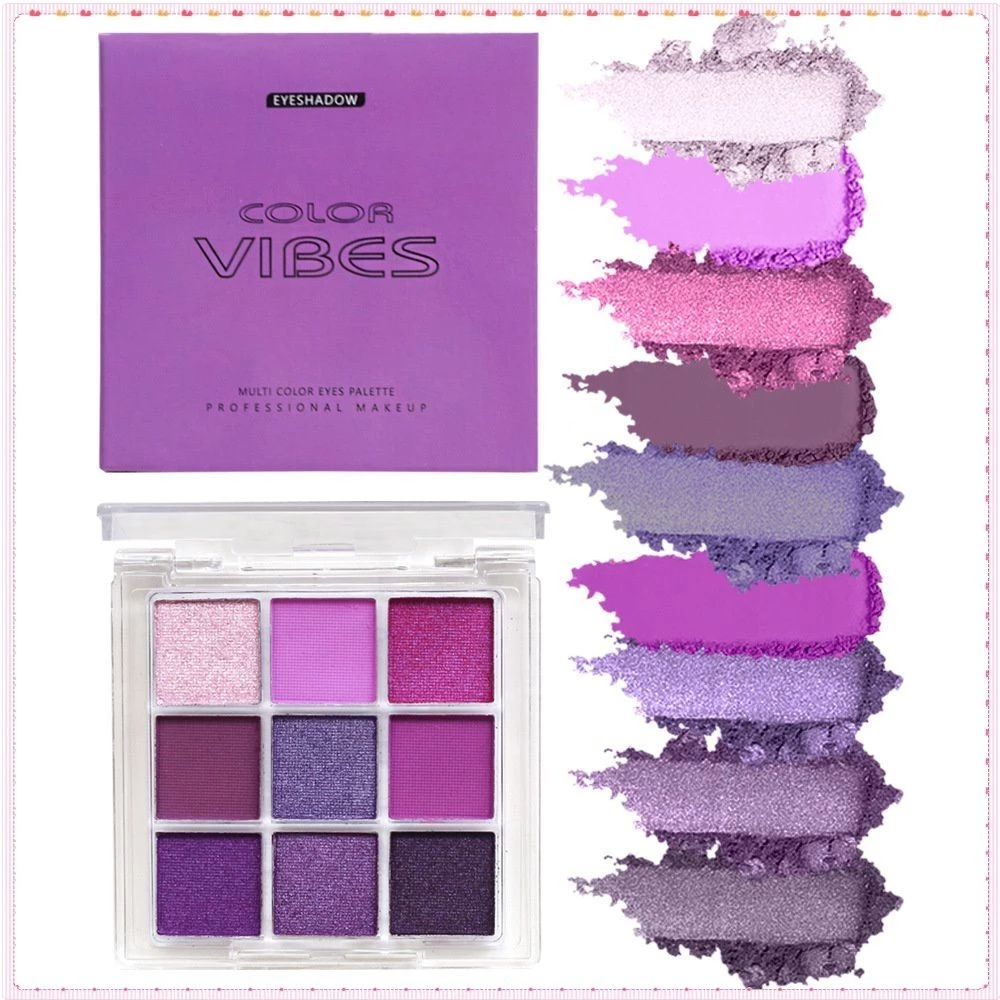 Bảng Phấn Mắt Color Vibes 9 Màu Tím Tím Ngọc Trai Matte Glow Phấn Mắt Dễ Lên Màu Lâu Trôi Học Sinh Trang Điểm Khuôn Mặt Nữ TOGO