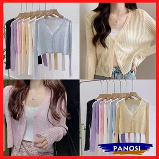 Áo khoác len cardigan mỏng áo cardigan dài tay kiểu bánh bèo nhẹ nhàng PANOSI - A746