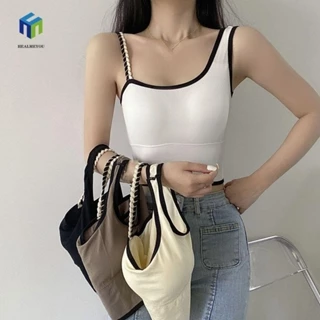 HEALMEYOU Suspender Vest Cho Bé Gái Dành Cho Nữ Có Thể Tháo Rời Miếng Lót Ngực Màu Trơn Brassiere Push Up Bra Camisoles