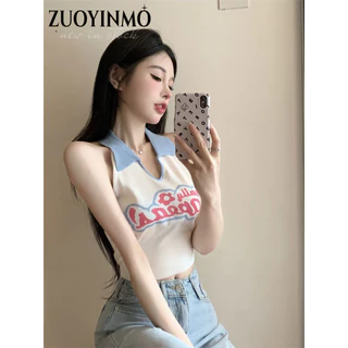 ZUOYINMO áo phông áo thun nữ croptop baby tee Thời trang hàn quốc thông thường rực rỡ phong cách tráng lệ WBX242094L 8Z240222