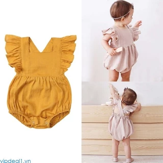 Vipdeal1 Sơ Sinh Bé Gái Áo Liền Quần Ruffle Body Jumpsuit Quần Áo Mùa Hè Trẻ Sơ Sinh Romper