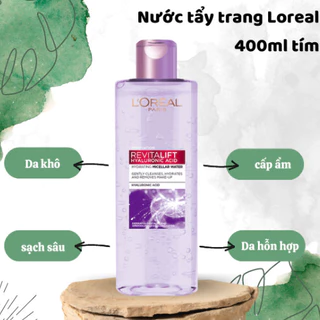 Nước Tẩy Trang Cấp Ẩm Căng Mịn Da L'Oreal Paris Pure Revitalift Hyaluronic Acid 400ml dành cho da dầu mụn, da khô