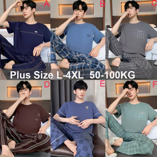 Thời Trang Hàn Quốc Nam Bộ Đồ Ngủ Cotton Bộ Đồ Ngủ Nam Phù Hợp Với Tay Ngắn Pyjama Váy Ngủ Nhà Mặc Phù Hợp Với