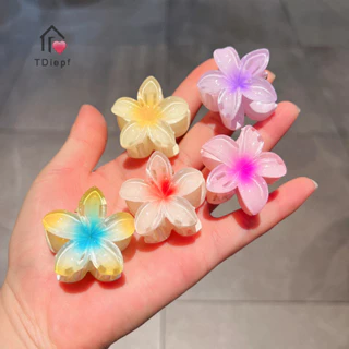 [Tdiepf] 4CM Lấy Kẹp Kẹo Màu Plumeria Mờ Đĩa Hoa Kẹp Tóc Kẹp Tóc Cá Mập Kẹp Tóc DIY Phụ Kiện MỚI