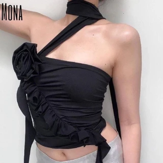 Áo Lửng Hai Dây Dáng Ôm In Hoa Thời Trang Mùa Hè Gợi Cảm Cho Nữ Women Top