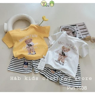 Đồ Bộ Cộc Tay Cho Bé Gái, Bé Trai KIMCHIBABY Chất Cotton Mềm Mại Họa Tiết Gấu Dễ Thương, Bộ Quần Áo Cho Bé CK417