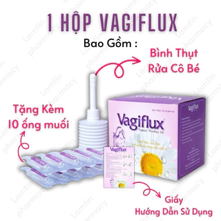 ( Tặng bàn chải) Bình rửa âm đạo Vagiflux 1 bình xịt và 10 ống dung dịch, dung dịch vệ sinh rửa phụ khoa