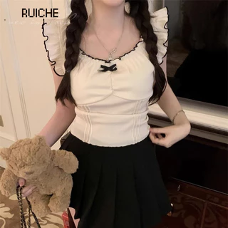 RUICHE áo baby tee áo thun nữ croptop Popular thời trang phổ biến xu hướng WTX2430NP4 12Z240322