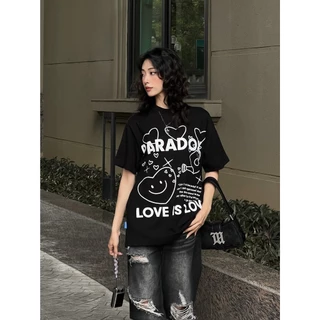 Áo thun form rộng Paradox tay lỡ - Unisex - In hình - LOVE IS LOVE - Nhiều Màu