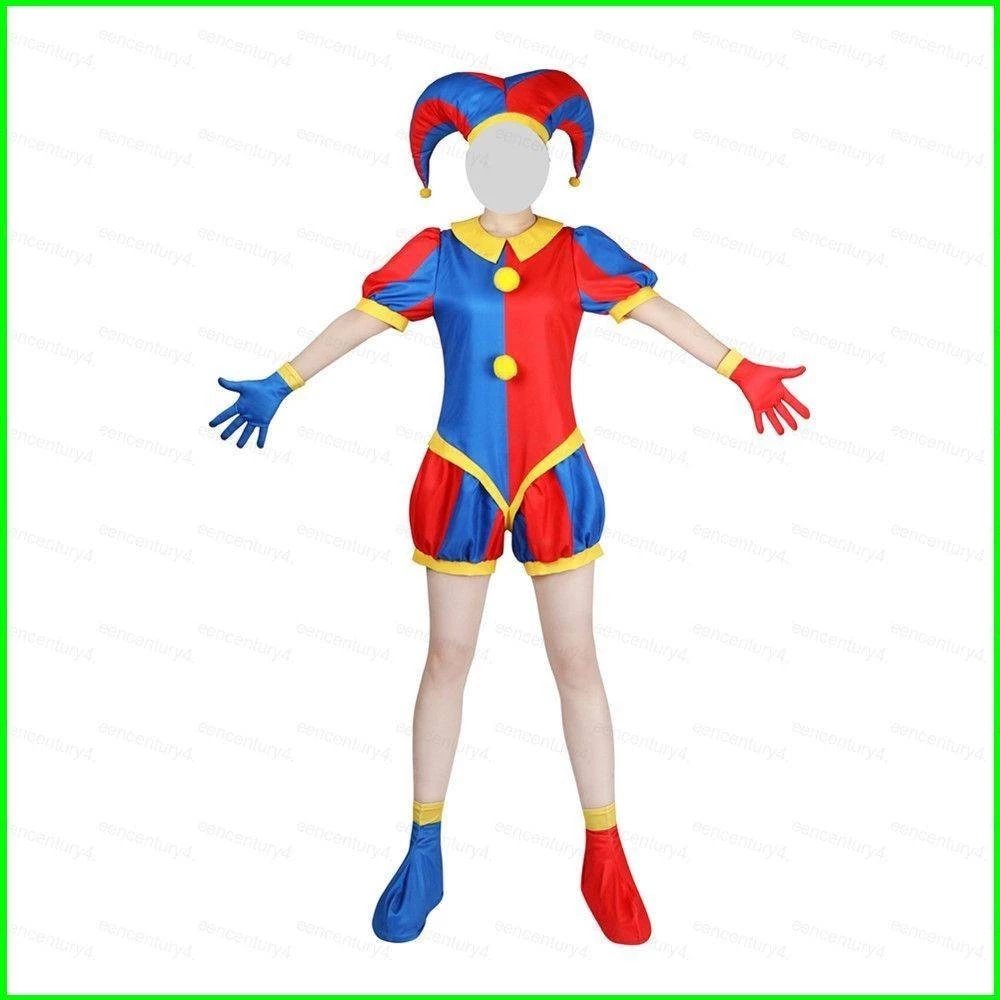 [Doly] 6 Cái / bộ The Amazing Digital Circus Vải cosplay Mũ Pomni jumpsuits Halloween chú hề trang phục dự tiệc