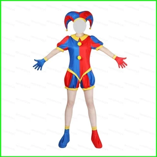 [Doly] 6 Cái / bộ The Amazing Digital Circus Vải cosplay Mũ Pomni jumpsuits Halloween chú hề trang phục dự tiệc