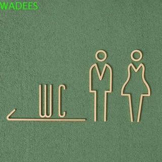 Wadees Biểu tượng vệ sinh 3D Tự dính cho khách sạn, văn phòng, gia đình Đồng thau Nhà vệ sinh Tấm cửa WC rắn Mảng bám