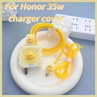 Dành Cho honor 35w Bộ Bảo Vệ Sạc Dễ Thương Bộ Ốp Lưng Sạc Nhanh 30pro Vỏ Mềm Android Type-C Dây Bọc Bảo Vệ Dây Dữ Liệu Dây Buộc 50Pro + / HONOR30 / V30Pro