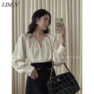 LISCN Áo Sơ Mi áo sơ mi nữ áo kiểu hàn quốc Fashion thanh lịch Tinh tế sang trọng WCS24302KU 10Z240305