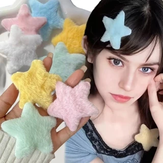 Hợp Thời Trang Y2K Star Fluffy Pentagram Star Kẹp Tóc / Bé Gái Dễ Thương Ngọt Ngào Sang Trọng Thu Đông Barrettes Pentagram Kẹp Tóc Cho Nữ Phụ Kiện Tóc