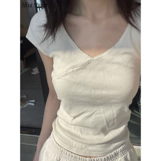 Miya Studio áo croptop áo thun nữ  Phong cách xu hướng Minimalist Vintage WTX24305V0 13Z240327
