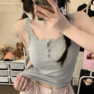 Hot Girl Ren Camisole Có Miếng Lót Ngực Áo Vest Nữ Không Tay Tank Top Ngắn CropTop Thời Trang