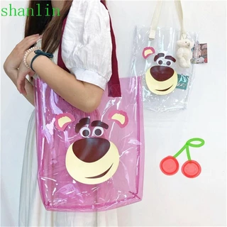 Shanlin PVC Túi Trong Suốt Ví Dễ Thương Đơn Giản Túi Tote Dâu Gấu Chó Jelly Túi Bé Gái Đeo Ngang Túi Bảo Quản Túi Nữ Túi