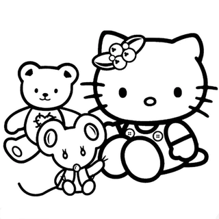 Hello Kitty và những người bạn - Set 10 Tờ Tranh Tô Màu A4 A5 Dành Cho Màu Sáp, Màu Chì -