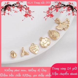 ❤️Trang sức DIY❤️Mặt Dây Chuyền Thủ Công Mạ Vàng 14k Hình Đuôi Cá / Lá / Trái Tim / Mèo May Mắn Màu Sắc Mơ Mộng