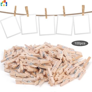 50 / 100 Chiếc Gỗ Lò Xo Treo Kẹp Quần Áo Nhựa Dây Kẹp Giấy Mini Hình Ảnh DIY Thủ Công Trang Trí Kẹp