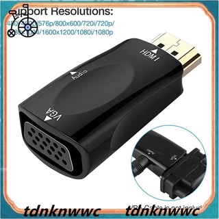 [Tdnkwc] 1080P HDMI Male sang VGA Female Adapter Video Converter Cáp đầu ra âm thanh 3,5mm Màu đen nóng