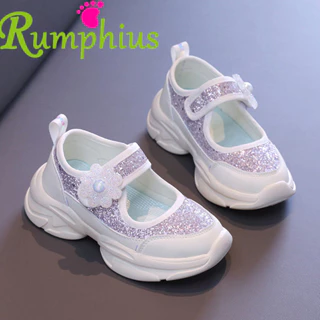 Rumphius Shining Sequins Da Giày Thể Thao Cho Bé Gái Thời Trang Trọng Lượng Nhẹ Trẻ Em Giày Thể Thao Đế Mềm Thoải Mái 26-37