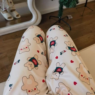 Quần Pyjama Nữ Rời Xuân Thu Nhà Mới Quần Ống Rộng Thường Ngày Mùa Hè Quần Hoạt Hình Gấu Dễ Thương Quần Ống Thẳng