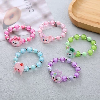 Vòng tay đính cườm thủ công dành cho trẻ em, Vòng tay thỏ dễ thương hoạt hình Sanrio, Vòng tay Star Dailou