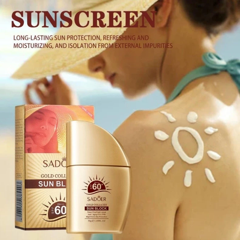 Sadoer Chống Lão Hóa UVA UVB Kem Chống Nắng SPF 60 PA + + + Dành Cho Da Mặt Kem Chống Nắng Toàn Thân 30g