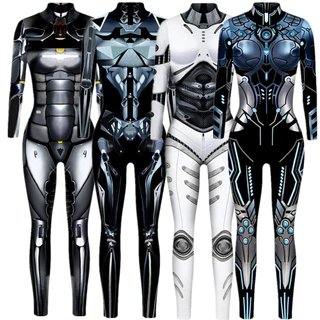 Robot Punk Áo liền quần Catsuit Nữ Gợi Cảm Trang Phục Hóa Trang Cyberpunk Zentai Halloween Bodysuit