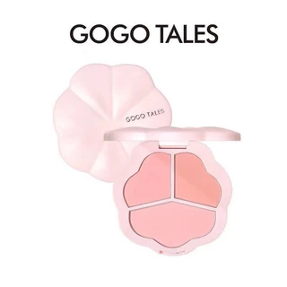 Gogotales Face BlushGogo Dance Three Colors Blusher Plate Three-color Blush Palette Expansion and Contraction Color Female Matte Rouge Autumn and Winter Facial Makeup Blush 1MYC