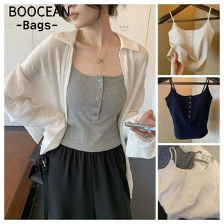 Áo hai dây, Áo dệt kim INS Hip Hop dành cho nữ, Nút Niche Slim Summer Tube Top