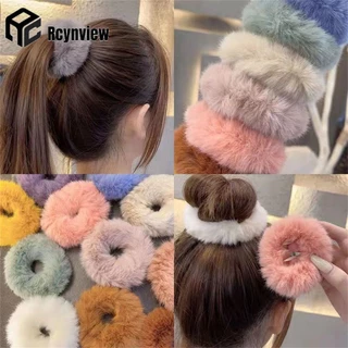 Lông Tơ Ấm Áp Thu Đông Co Giãn Tóc Scrunchies Ruột Lớn Tóc Nhẫn Dành Cho Nữ Bé Gái Sang Trọng Tóc Dây Tóc Hairwear